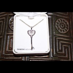 Sterling Silver Heart/Key Necklace